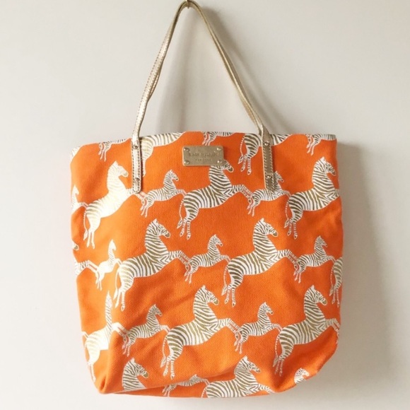 kate spade Handbags - Kate Spade Orange Gold Zebra Tote